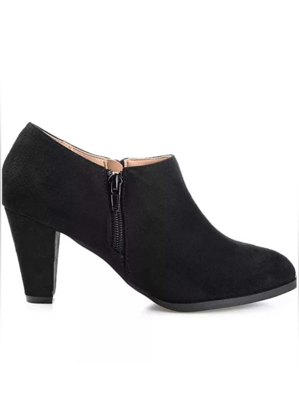 Journee Collection Black Suede Ankle Booties